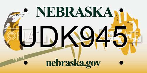 UDK945 Nebraska License Plate