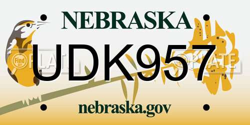 UDK957 Nebraska License Plate