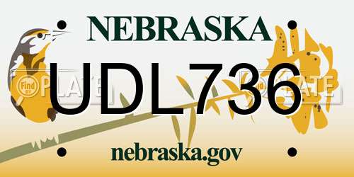 UDL736 Nebraska License Plate
