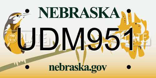 UDM951 Nebraska License Plate