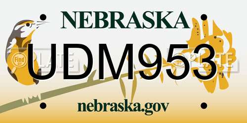 UDM953 Nebraska License Plate