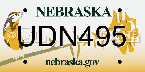 UDN495 Nebraska License Plate
