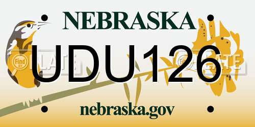 UDU126 Nebraska License Plate