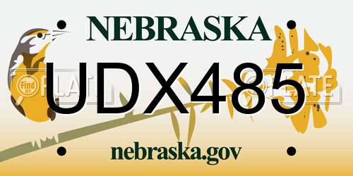 UDX485 Nebraska License Plate