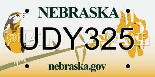 UDY325 Nebraska License Plate