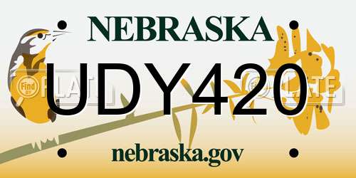 UDY420 Nebraska License Plate