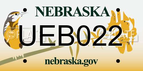 UEB022 Nebraska License Plate