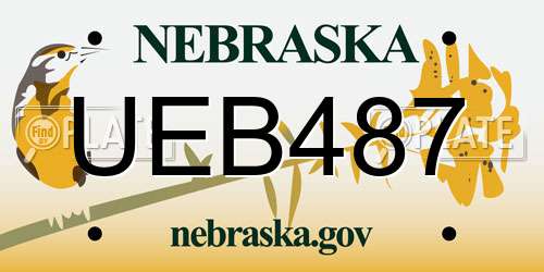 UEB487 Nebraska License Plate