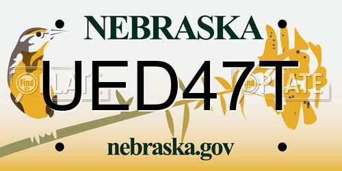UED47T Nebraska License Plate
