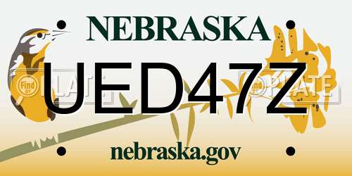 UED47Z Nebraska License Plate