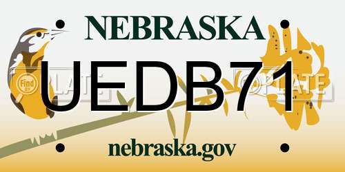 UEDB71 Nebraska License Plate