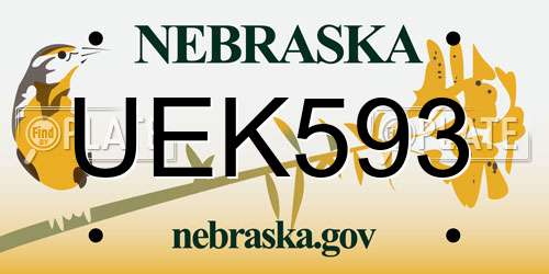 UEK593 Nebraska License Plate