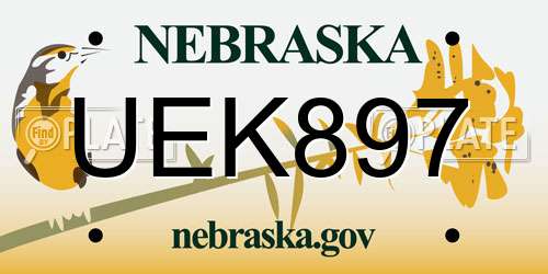 UEK897 Nebraska License Plate