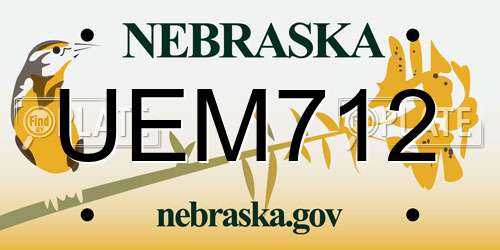 UEM712 Nebraska License Plate