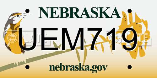 UEM719 Nebraska License Plate