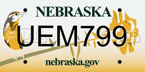 UEM799 Nebraska License Plate