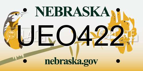 UEO422 Nebraska License Plate