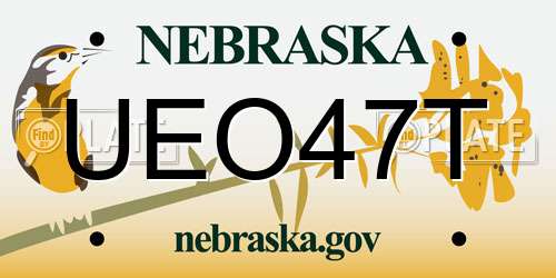 UEO47T Nebraska License Plate
