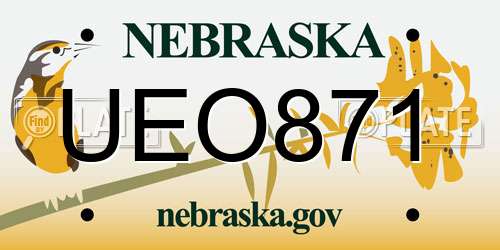 UEO871 Nebraska License Plate