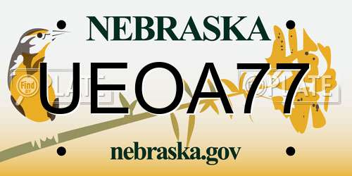UEOA77 Nebraska License Plate