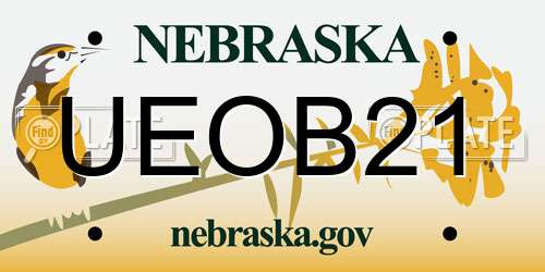 UEOB21 Nebraska License Plate