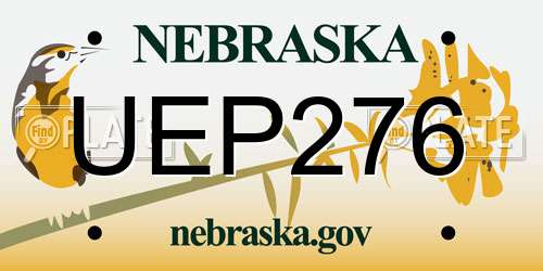 UEP276 Nebraska License Plate