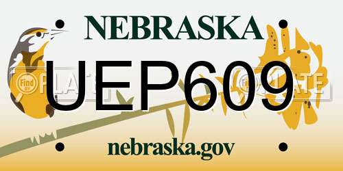 UEP609 Nebraska License Plate