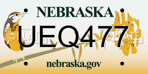 UEQ477 Nebraska License Plate