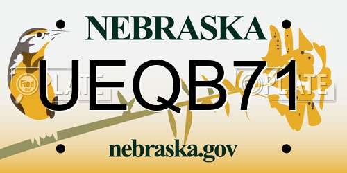 UEQB71 Nebraska License Plate