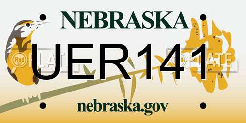 UER141 Nebraska License Plate