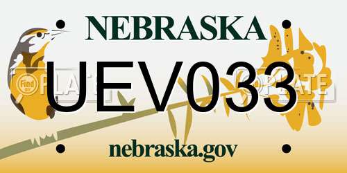 UEV033 Nebraska License Plate