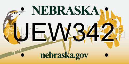 UEW342 Nebraska License Plate