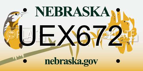 UEX672 Nebraska License Plate