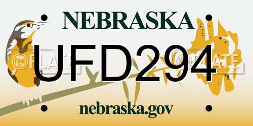 UFD294 Nebraska License Plate