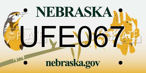 UFE067 Nebraska License Plate