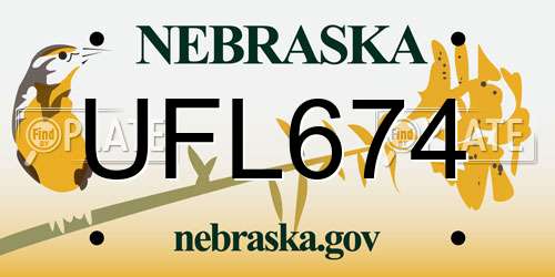 UFL674 Nebraska License Plate