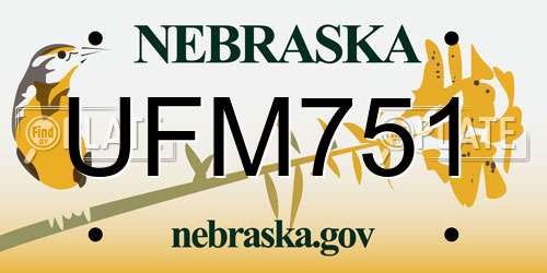 UFM751 Nebraska License Plate