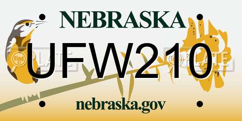 UFW210 Nebraska License Plate