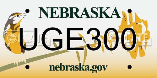 UGE300 Nebraska License Plate