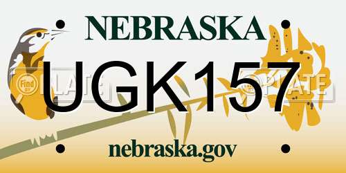 UGK157 Nebraska License Plate