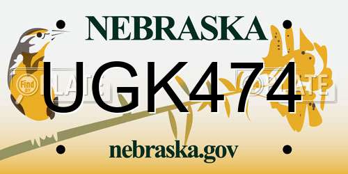 UGK474 Nebraska License Plate