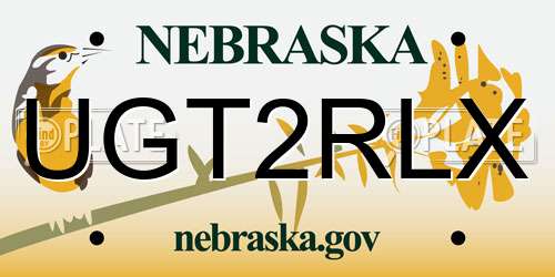 UGT2RLX Nebraska License Plate