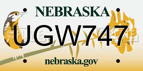 UGW747 Nebraska License Plate
