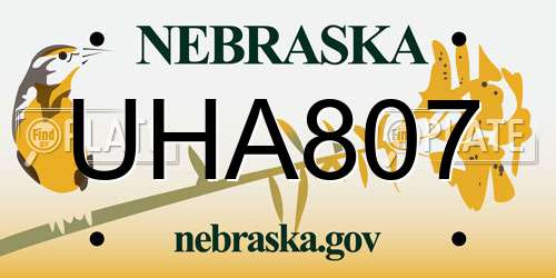 UHA807 Nebraska License Plate