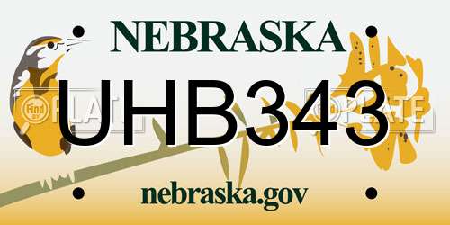 UHB343 Nebraska License Plate