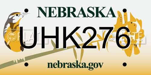 UHK276 Nebraska License Plate