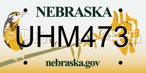 UHM473 Nebraska License Plate