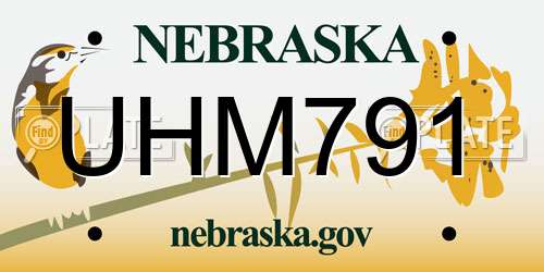 UHM791 Nebraska License Plate