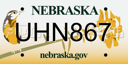 UHN867 Nebraska License Plate