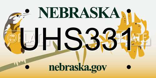 UHS331 Nebraska License Plate